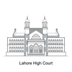 Lahore High Court: Line Drawing, Architectural Illustration, Pakistan Landmark