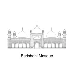 Badshahi Mosque: Lahore, Pakistan - Architectural Line Drawing