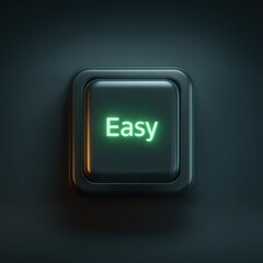Illuminated Easy Button on Dark Background for Simplified Solutions