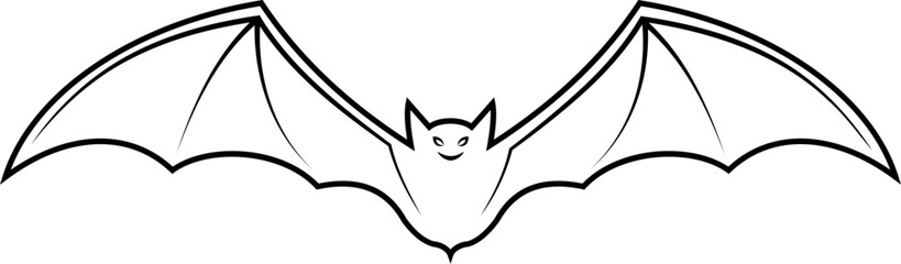 Flying bat outline icon. Halloween bat vector illustration on isolated transparent background.