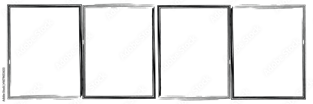 Poster grunge brush stroke frame set. abstract black painted template vector. grungy vintage overlay patter
