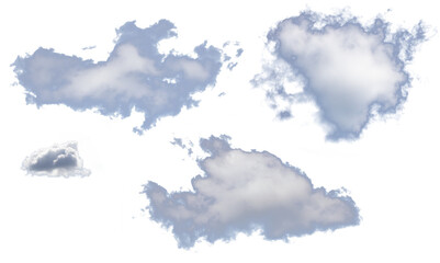 Cloud collection, cover design, clouds on transparent background, design elements on the topic of the weather.