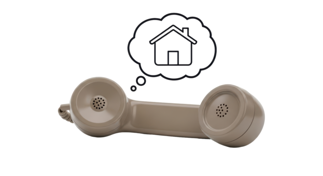 Isolated phone receiver with house icon