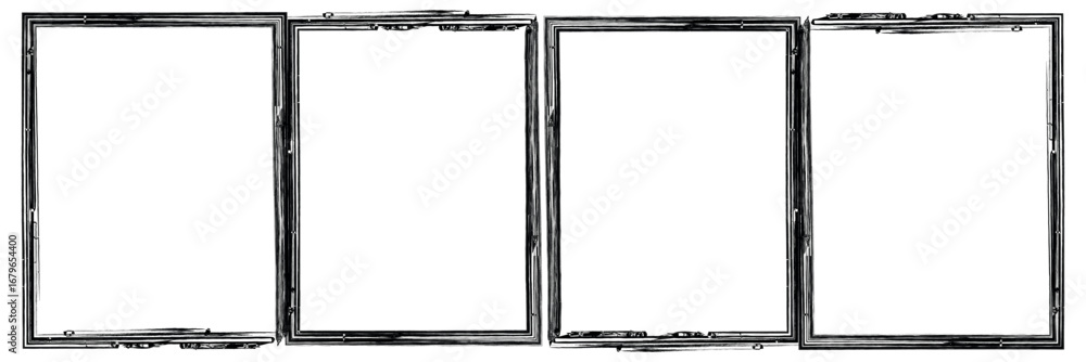 Poster grunge square and rectangle frames. ink empty black boxes set. rectangle borders collections. rubber