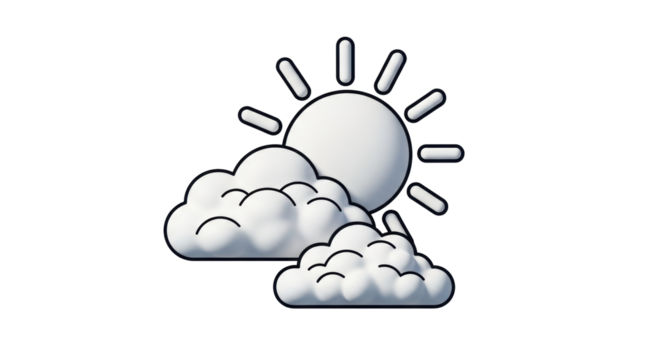 Isolated Sun and Clouds Icon