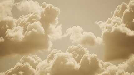 Sepia Tone Fluffy Clouds Sky Background Image