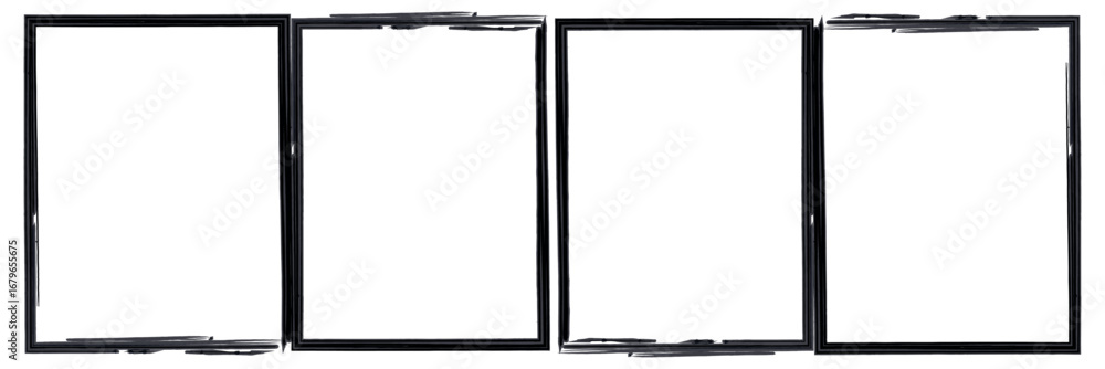 Poster grunge square and rectangle frames. ink empty black boxes set. rectangle borders collections. rubber