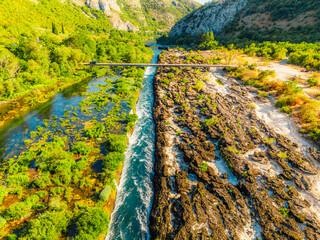 Flowing Bunski Kanal Most in Bacevici near Mostar in Bosnia and Herzegovina