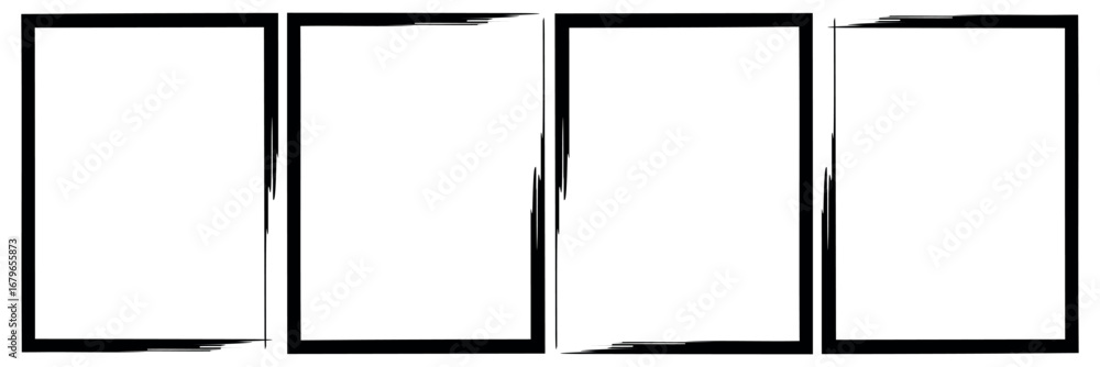 Poster grunge brush stroke frame set. abstract black painted template vector. grungy vintage overlay patter