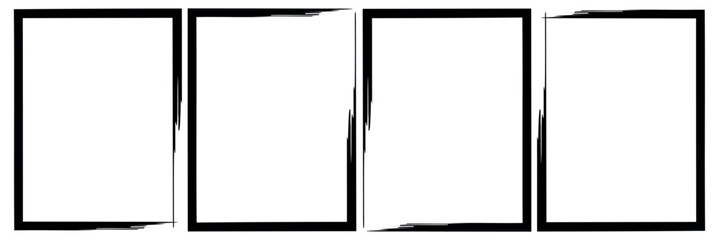 grunge brush stroke frame set. abstract black painted template vector. Grungy vintage overlay pattern frame set. Set of grunge overlay texture frames with ink brush strokes 