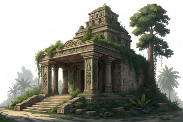 Obraz premium Jungle ancien temple architectur on AI generated by PNG