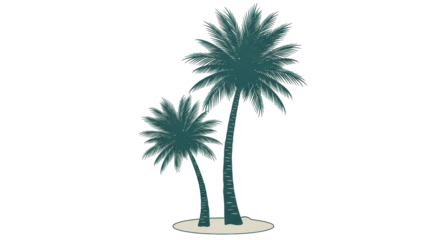 Isolated Two Palm Trees Silhouette