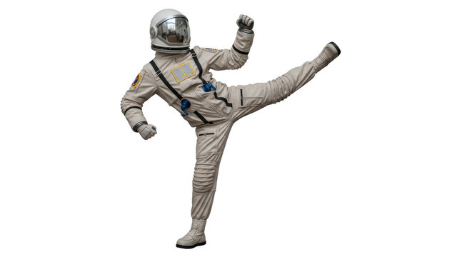 Isolated Astronaut Kicking