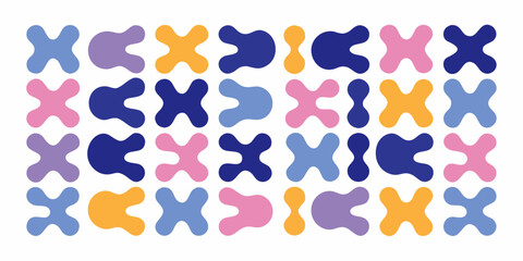 Abstract organic shapes in pastel colors arranged in a playful geometric pattern