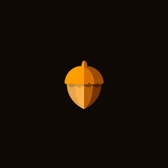 Obraz premium Bright orange acorn floating against a dark background in a minimalistic style Generative AI