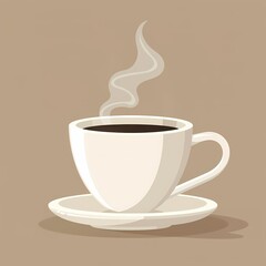 Fototapeta premium Warm steaming coffee cup on saucer with gentle swirling steam rising Generative AI