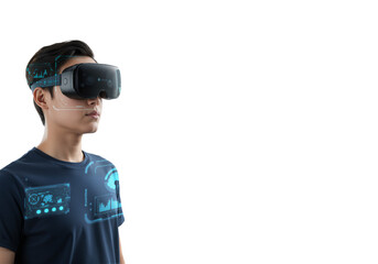 Man Experiencing Immersive Virtual Reality Headset Technology