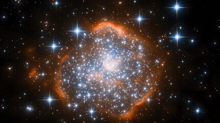 Cosmic Nebula Star Cluster Orange Blue Glowing Starscape