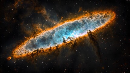 Cosmic Nebula Landscape, Vibrant Celestial Cloudscape