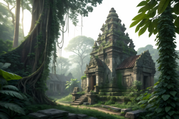 Jungle ancien temple architectur on AI generated by PNG