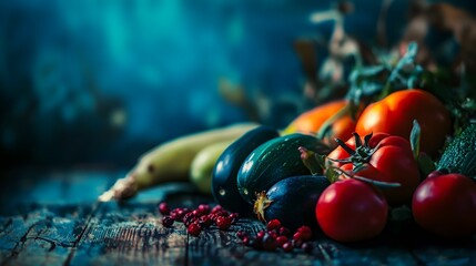 Vibrant Autumn Harvest Vegetables on Rustic Wood