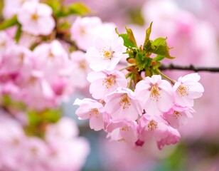 Obraz premium Close-up of delicate pink cherry blossoms