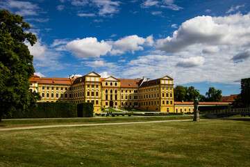 Baroque Jaroměřice nad Rokytnou Castle with gardens and church, historical landmark and cultural...