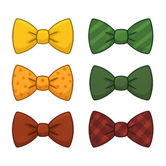 Set of Six Colorful Bow Ties &ndash; Cartoon Style Accessories on Transparent Background