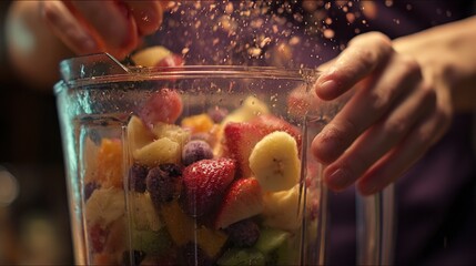 Fruit blend being prepared