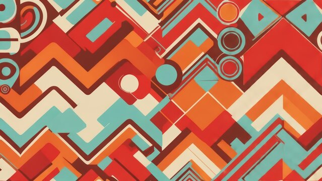 Retro Circuitry: A Dynamic Abstract of Interlocking Geometric Shapes and Warm Tones