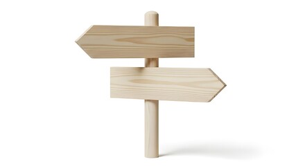 Wooden directional signpost with two arrows pointing in opposite directions