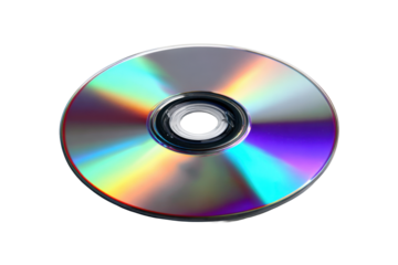 Iridescent CD Disc on Transparent Background