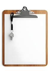 Sports Coach Clipboard with Whistle and Lanyard for Game Plans and Training Notes