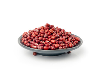 Red adzuki beans isolated, raw azuki bean pile, Vigna angularis legume seeds, dry red mung bean