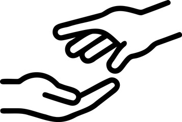 Helping Hand Illustration for Assistance and Support, Volunteer Aid Gesture Vector, Human Hand Giving Support Line Art, Hand Offering Help Icon