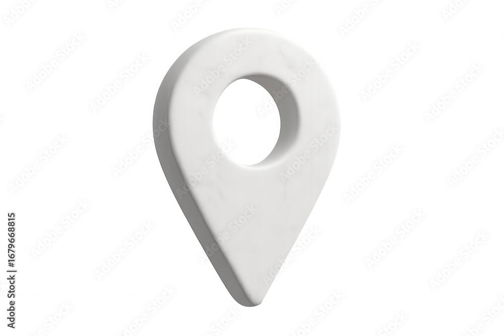Poster 3d rendering of a white map pointer isolated on transparent background, ideal for indicating locatio