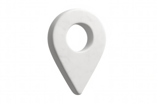 3d rendering of a white map pointer isolated on transparent background, ideal for indicating locations and destinations
