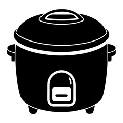 Simple Rice Cooker Icon Vector Illustration – Black Silhouette