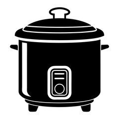 Simple Rice Cooker Icon Vector Illustration – Black Silhouette