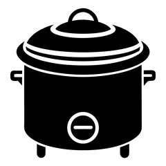 Simple Rice Cooker Icon Vector Illustration – Black Silhouette