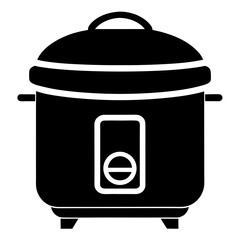 Simple Rice Cooker Icon Vector Illustration – Black Silhouette