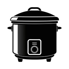 Simple Rice Cooker Icon Vector Illustration – Black Silhouette