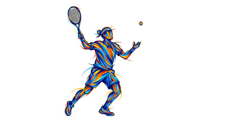 Conceptual Vector Illustrations of Tennis – Players, Rackets, Courts, and Abstract Sports Designs on White Background
