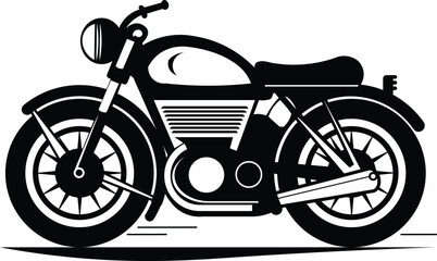 Stylish vintage motorcycle vector illustration in black and white. Perfect for retro designs, posters, t-shirts, logos, and automotive themed creative projects.