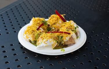 Dahi Puri chat indian snack. Dahi Batata Puri