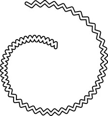 Free-flowing swirling curved stroke with a wavy, irregular zigzag structure.
