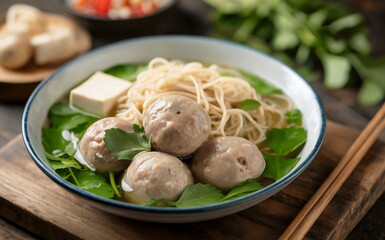 Bakso are meatballs in broth, complemented by noodles, tofu and herbs.