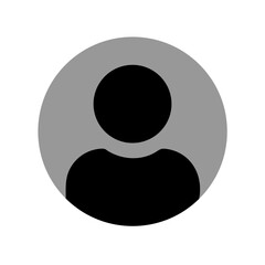 Simple gray silhouette of a person icon on a black background representing user profile or anonymous identity