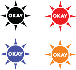 Colorful Sun Shape Okay Symbol Vector Icons