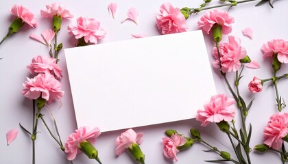 White card framed by pink and white ranunculus and peonies on soft pink background.